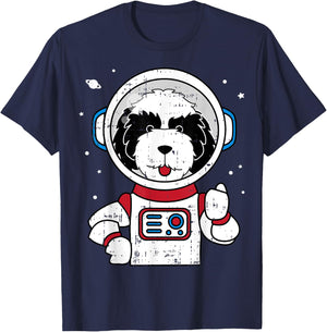 Sheepadoodle Astronaut Space Cute Dog Lover Gift Men Women Kids T-Shirt - T-Shirt | Navy