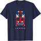 Famous London Double Decker Red Bus With UK Flag Pattern T-Shirt - T-Shirt | Navy