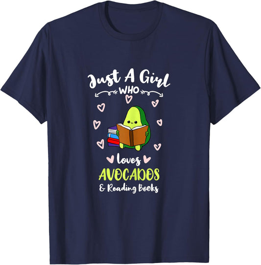 Just A Girl Who Loves Avocados And Reading Books T-Shirt - T-Shirt | Navy