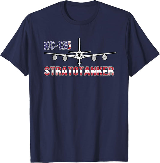 KC135 Stratotanker: Air Force Pilot- American Flag T-Shirt - T-Shirt | Navy