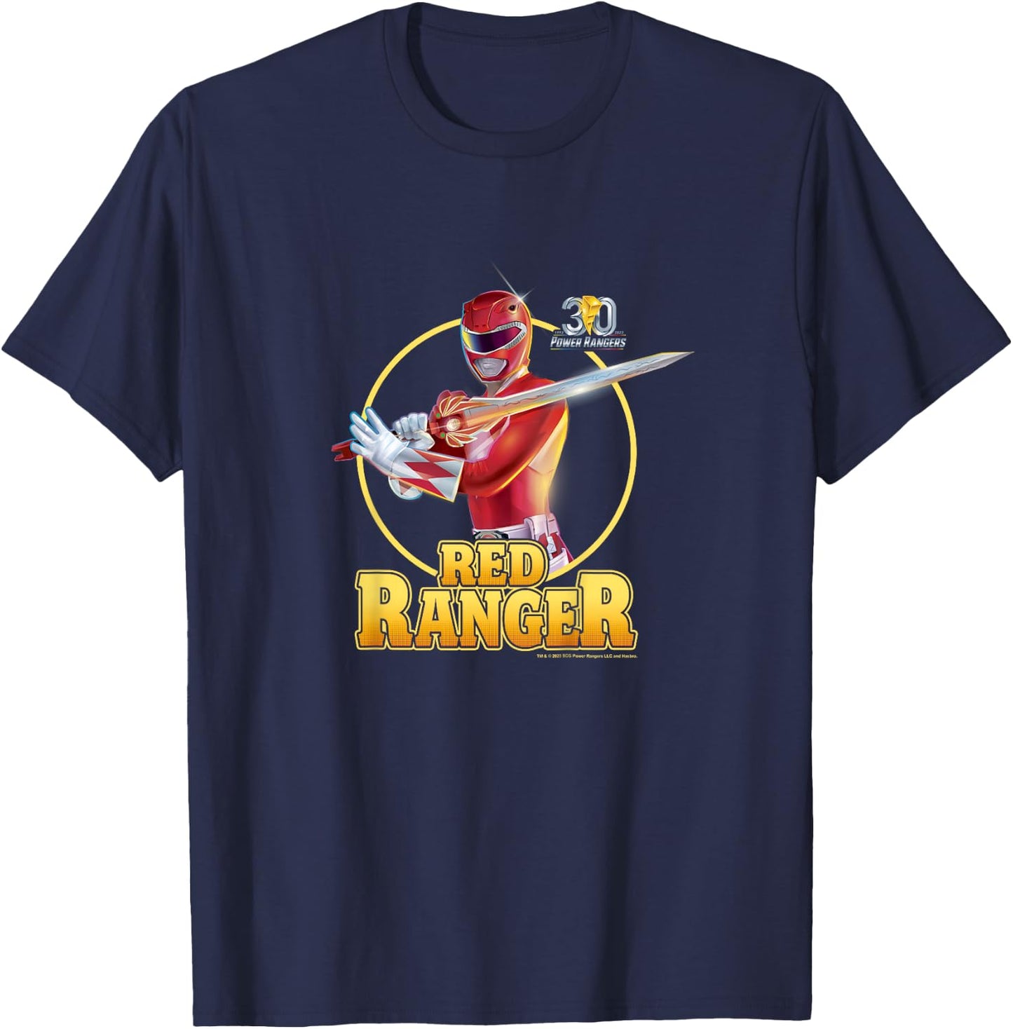 Power Rangers 30th Anniversary Red Ranger Vintage Portrait T-Shirt - T-Shirt | Navy