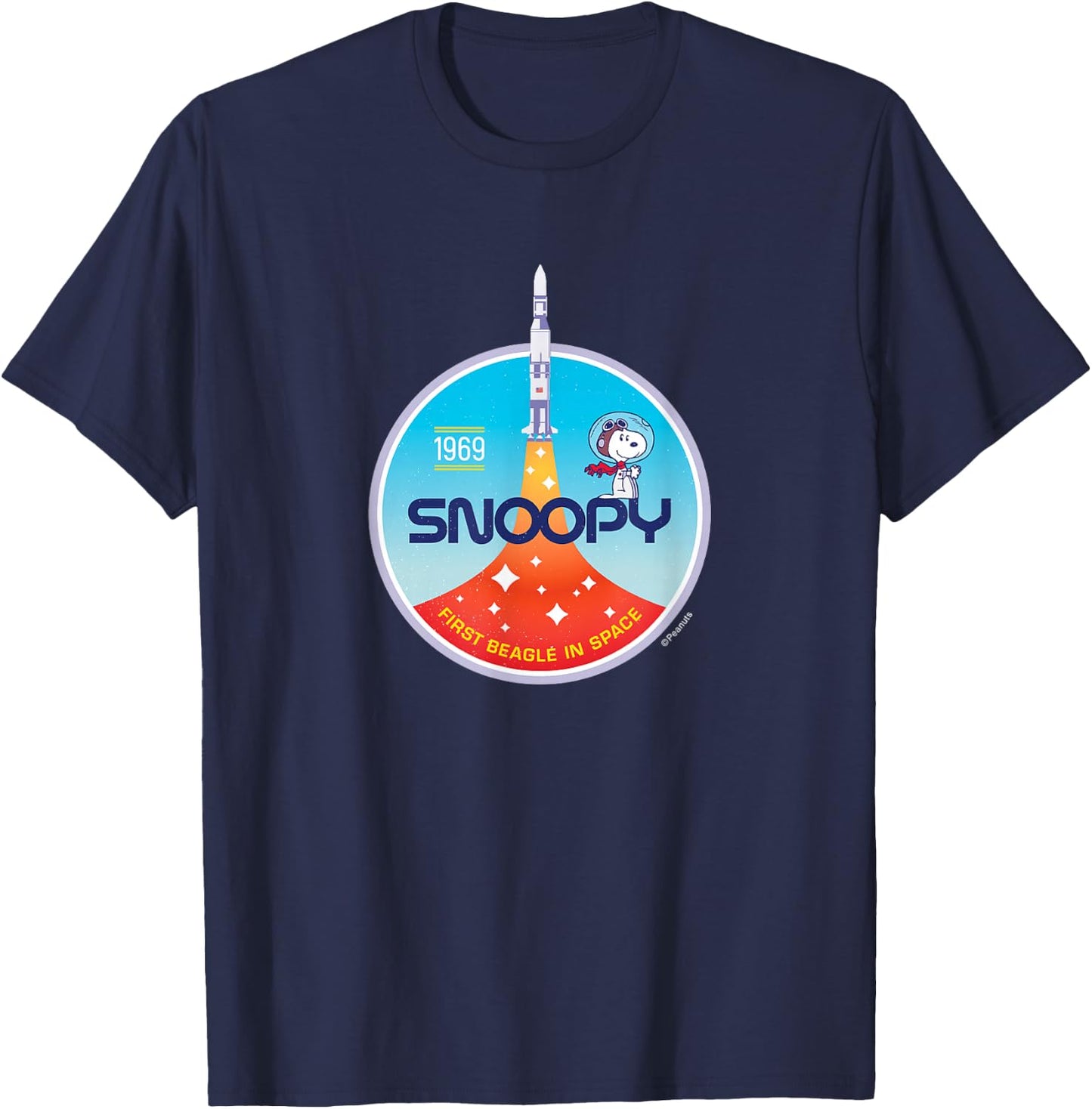Peanuts - Snoopy Rocket Launch First Beagle In Space 1969 T-Shirt - T-Shirt | Navy
