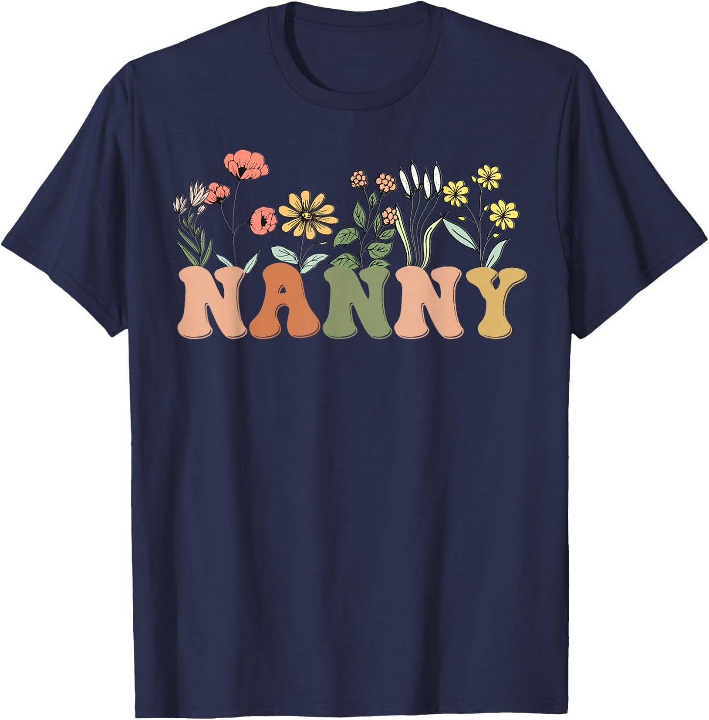 Wildflowers Nanny Floral Mother's Day Nanny T-Shirt - T-Shirt | Navy