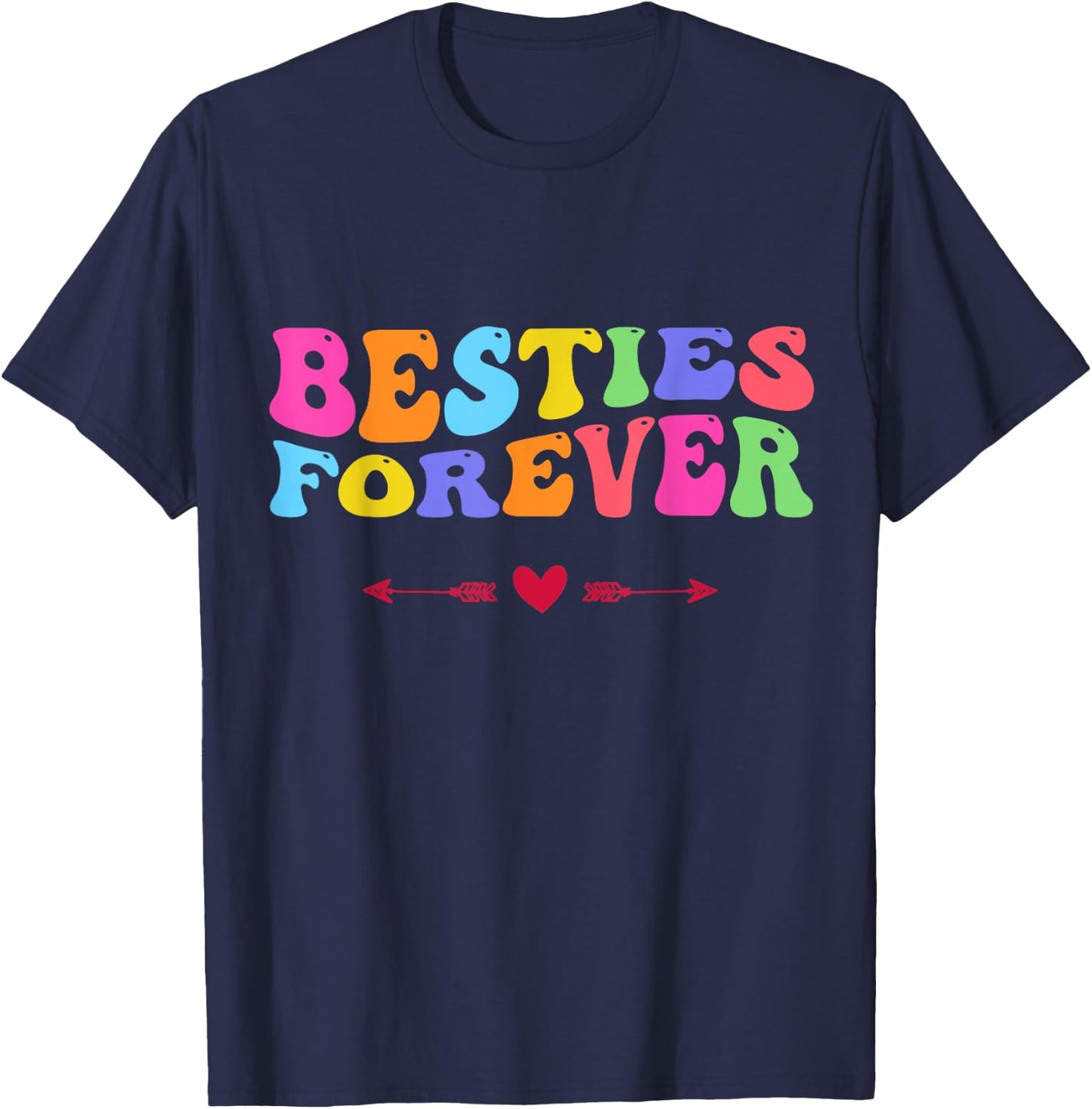 Besties Forever BFF Best Friendship Heart Team Funny T-Shirt - T-Shirt | Navy