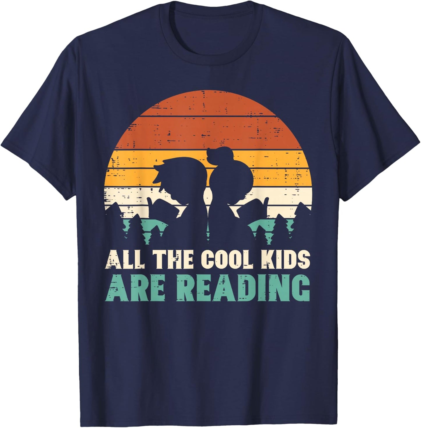 All Kids are Reading Retro Read Book Lover Boys Girls Small T-Shirt - T-Shirt | Navy