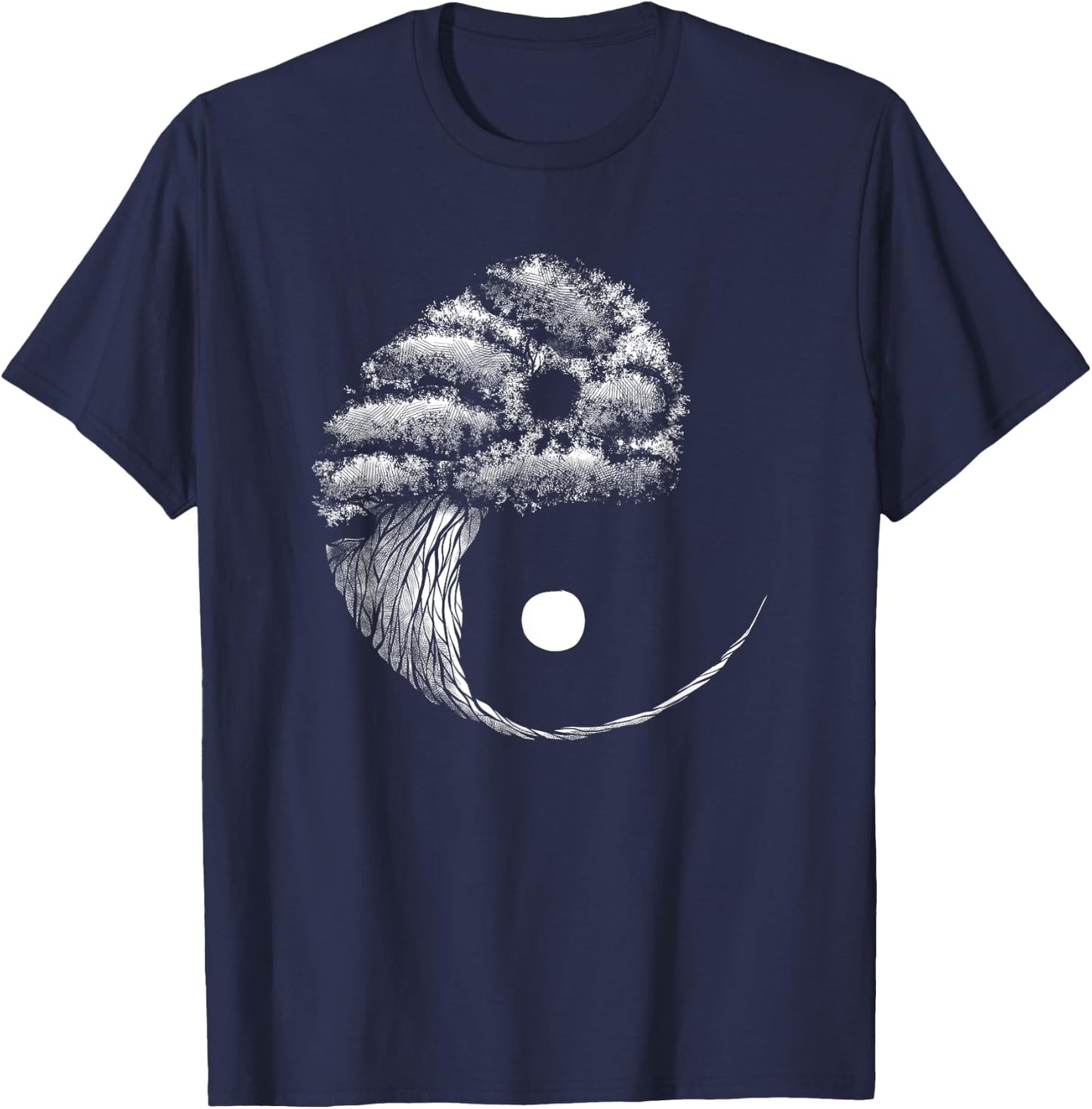 Cute Yin Yang Design Buddhist Men Women Bonsai Tree Lovers T-Shirt - T-Shirt | Navy