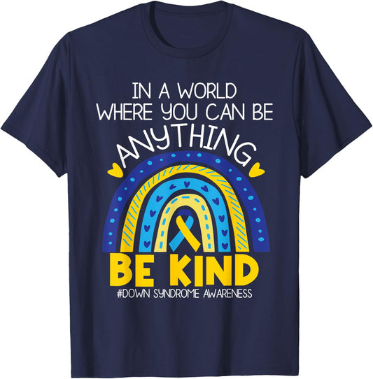 Kindness - Down Syndrome Awareness Blue Yellow Ribbon T-Shirt - T-Shirt | Navy