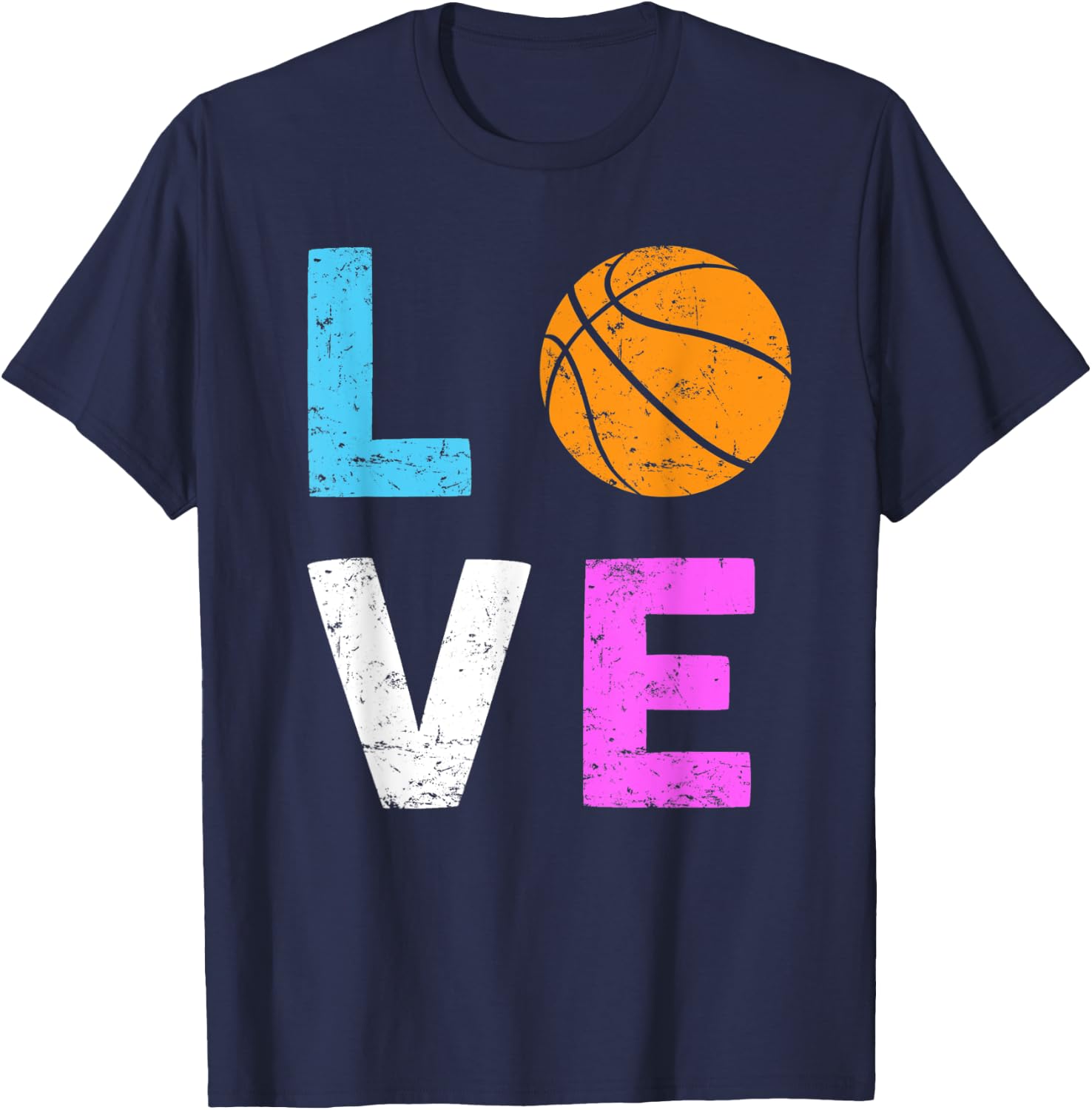 Basketball Love Basketball Player and Girls T-Shirt - T-Shirt | Navy