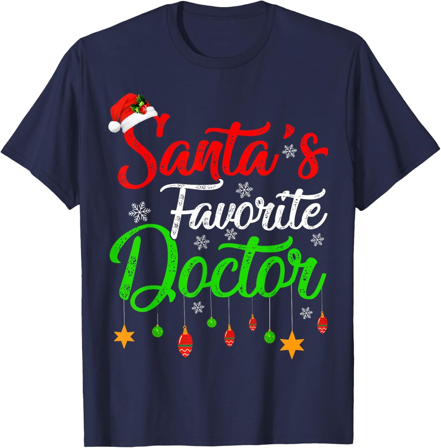 Funny Xmas Santa's Favorite Doctor Christmas T-Shirt - T-Shirt | Navy