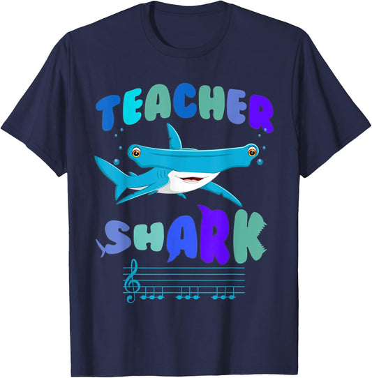 Teacher shark do your work hammerhead shark music Note men's T-Shirt - T-Shirt | Navy