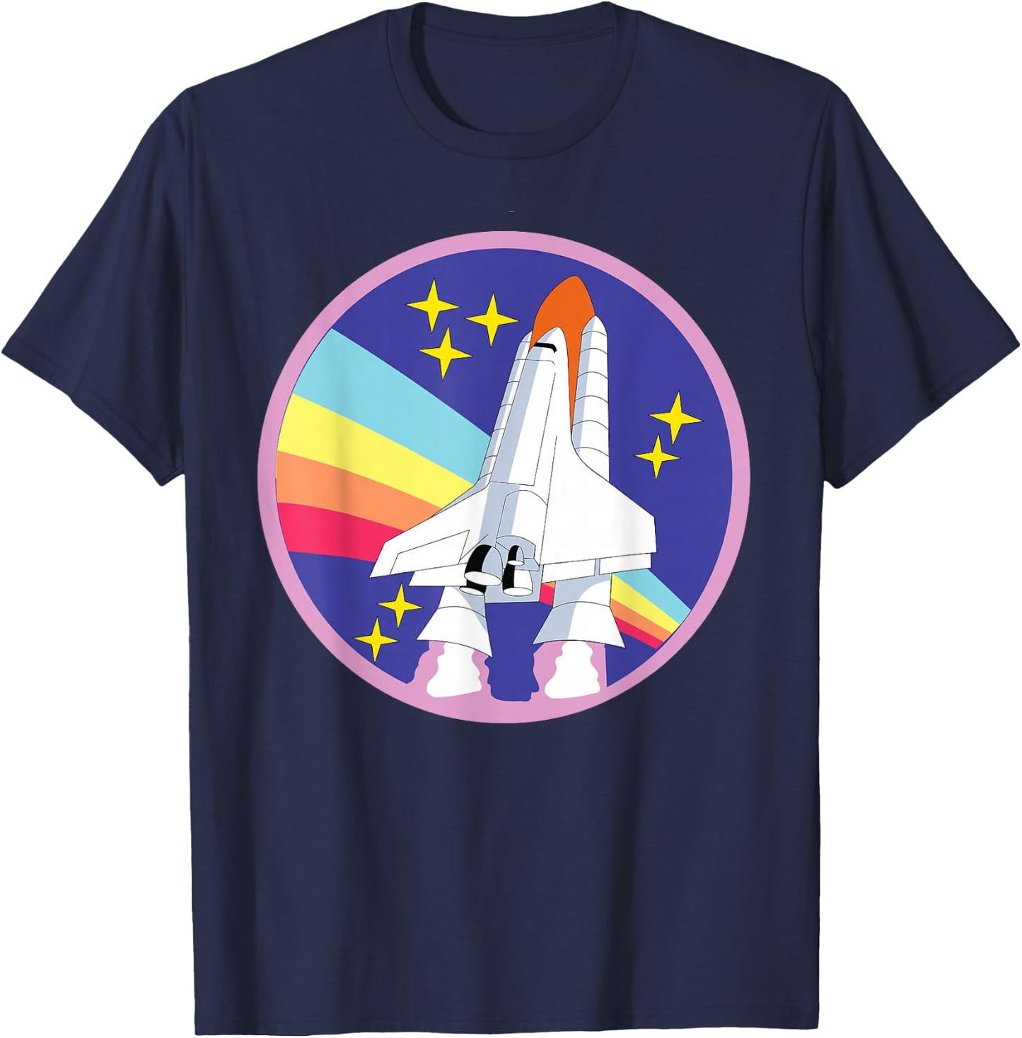 NASA Space Shuttle Purple Pink Rainbow T-Shirt - T-Shirt | Navy