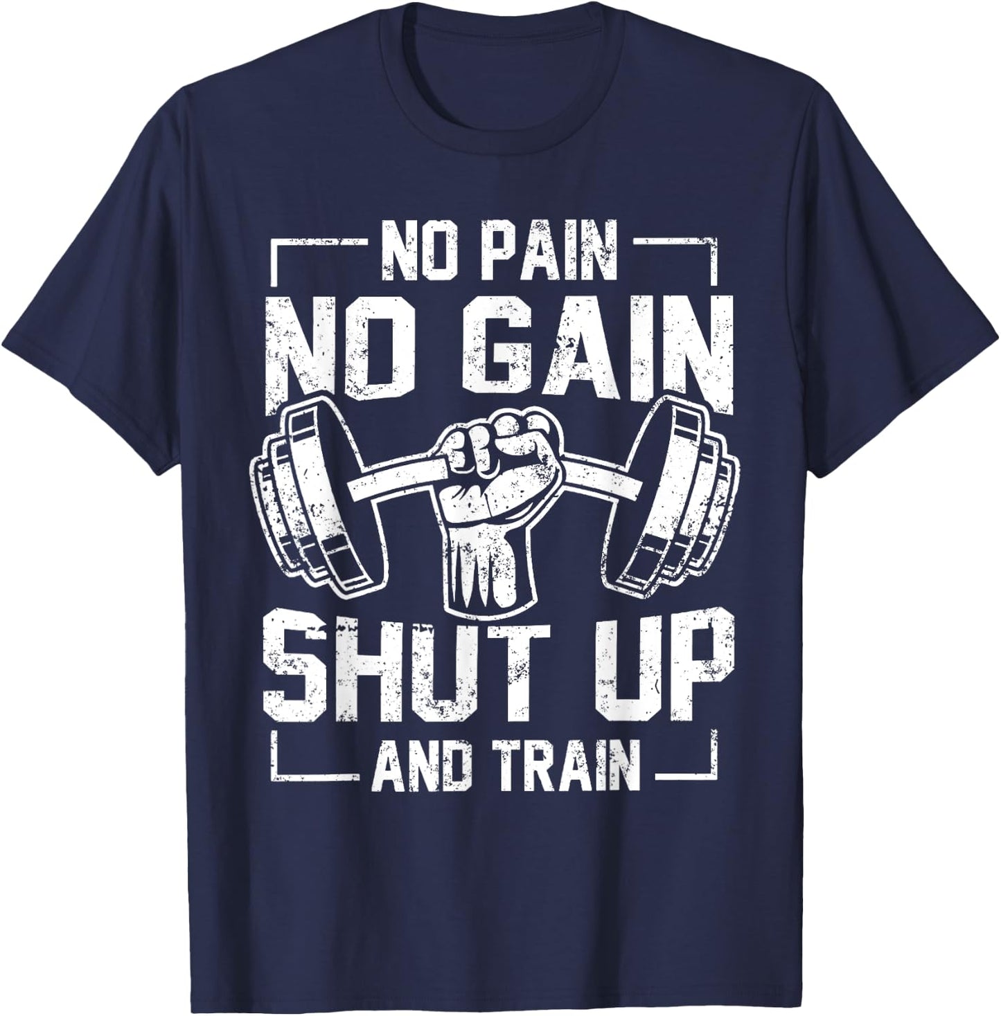 No Pain No Gain Funny Gym Workout Fitness Coach Trainer T-Shirt - T-Shirt | Navy