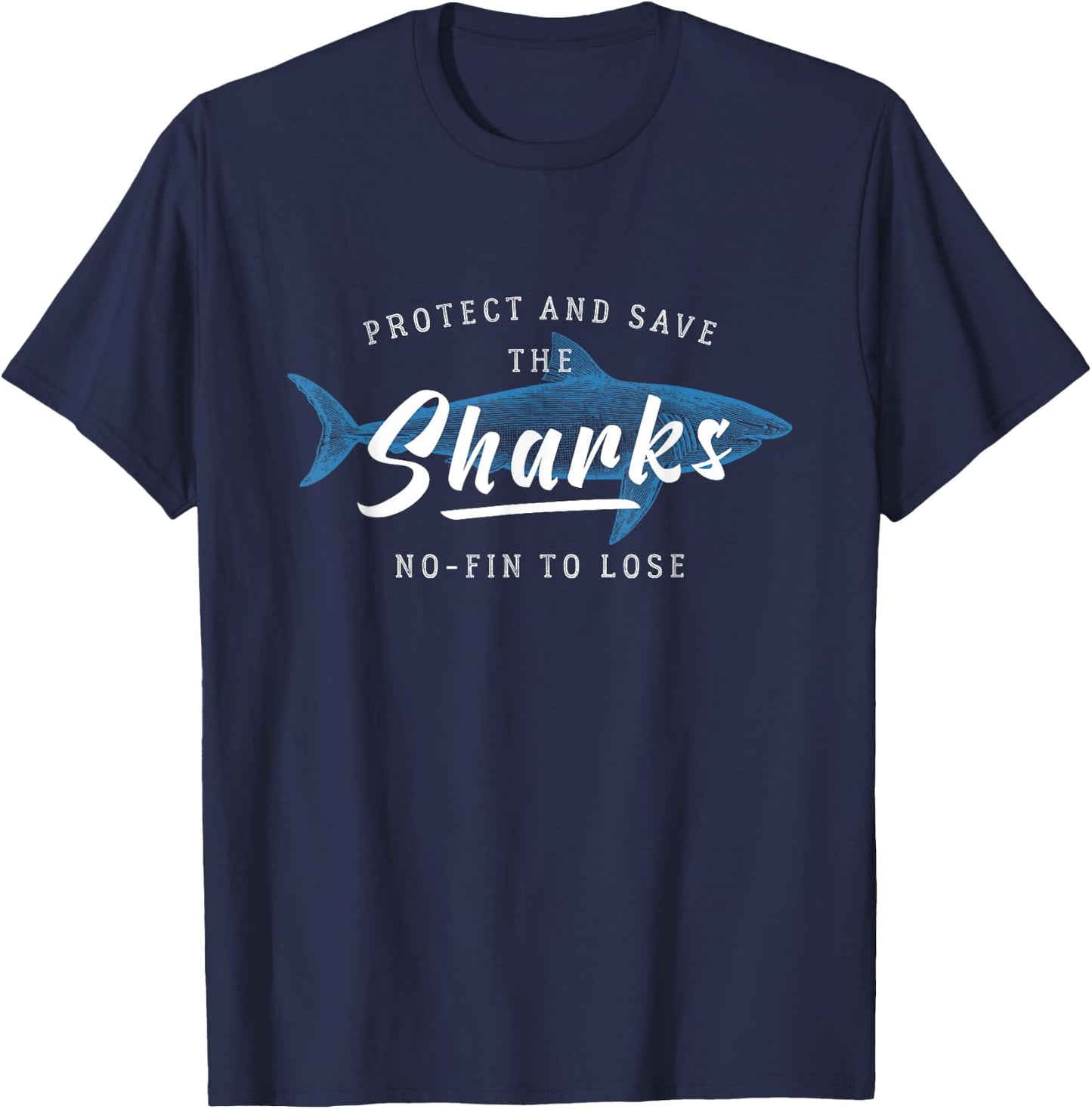 Shark Word Game with a Fin Save the Sharks T-Shirt - T-Shirt | Navy
