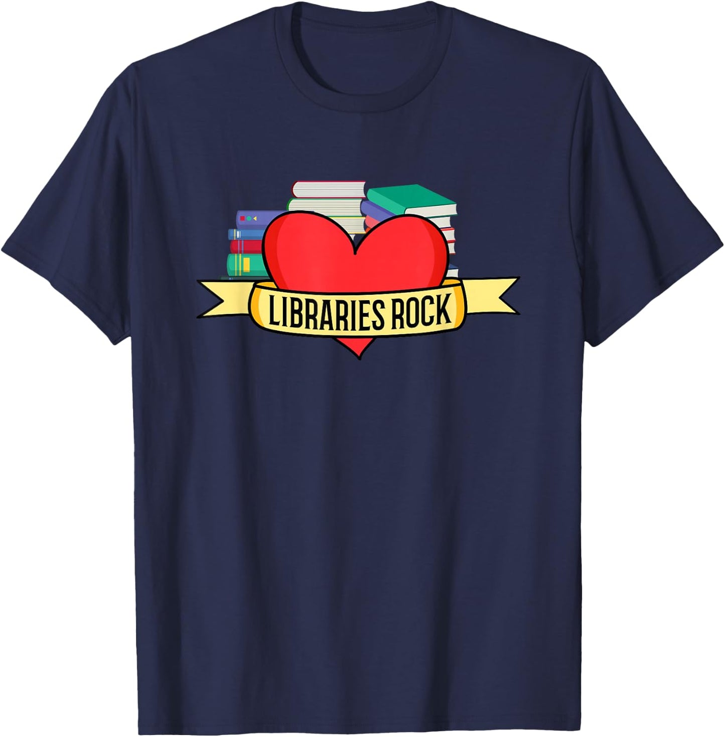 Funny Librarian Library Assistant Libraries Rock Book Lover T-Shirt - T-Shirt | Navy