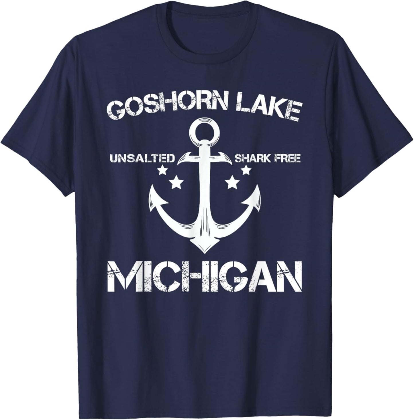 GOSHORN LAKE MICHIGAN Funny Fishing Camping Summer Gift T-Shirt - T-Shirt | Navy