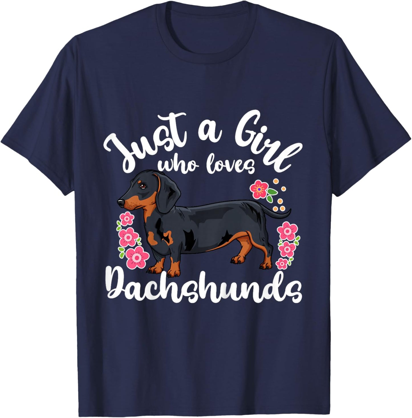 Kids Dachshund Just a Girl Who Loves Dachshunds T-Shirt - T-Shirt | Navy