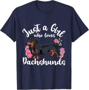 Kids Dachshund Just a Girl Who Loves Dachshunds T-Shirt - T-Shirt | Navy