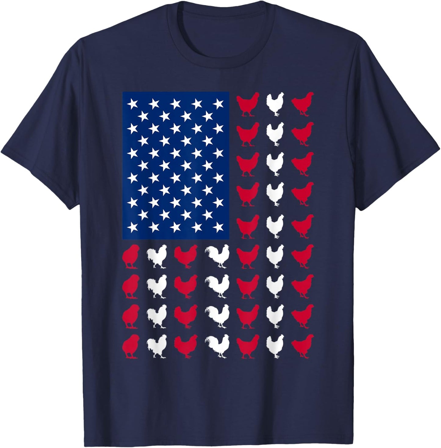 4th of July Chicken Lovers Funny USA American Flag Patriotic T-Shirt - T-Shirt | Navy