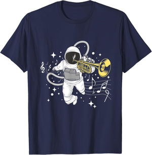 Astronaut Trumpet Player - Trumpeter Marching Band T-Shirt - T-Shirt | Navy