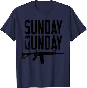 Sunday Gunday Gun Shooting Pistol Firearm AR15 Rifle T-Shirt - T-Shirt | Navy