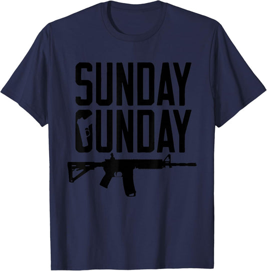 Sunday Gunday Gun Shooting Pistol Firearm AR15 Rifle T-Shirt - T-Shirt | Navy