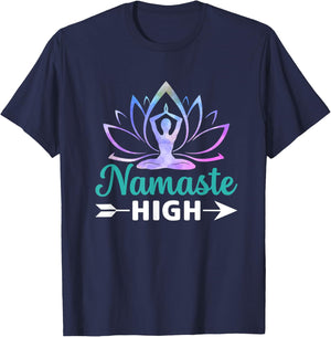 Namaste High Yoga Lover Zen AF Namastay Peace Love T-Shirt - T-Shirt | Navy