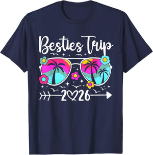 Besties Trip 2026 Vacation Travel Best Friend Night Out T-Shirt - T-Shirt | Navy