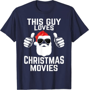 This Guy Loves Christmas Movies Shirt Men Funny Xmas Movies T-Shirt - T-Shirt | Navy