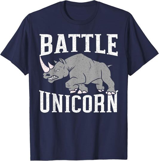 Battle Unicorn Rhinocerus Wildlife Animal Herbivore Rhino T-Shirt - T-Shirt | Navy