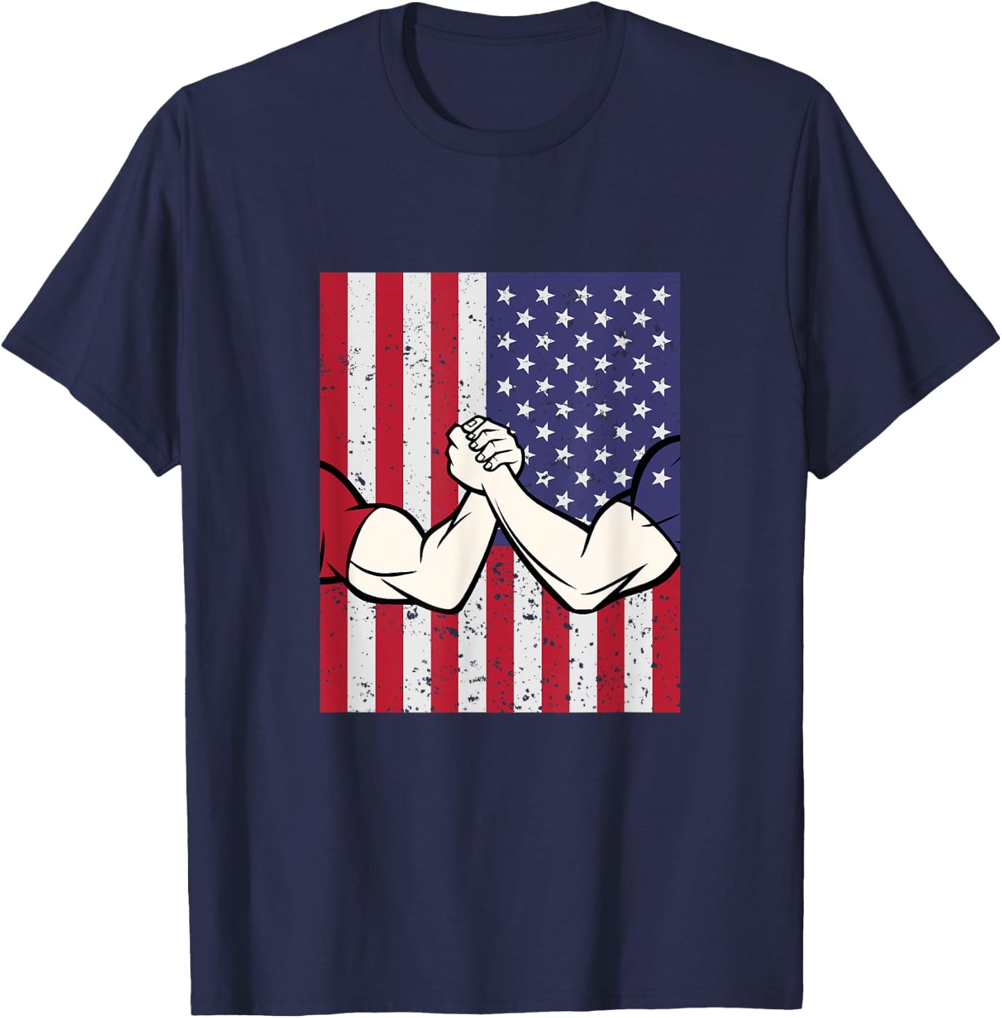 Arm Wrestling Shirt Patriotic Gifts Flag T-Shirt - T-Shirt | Navy