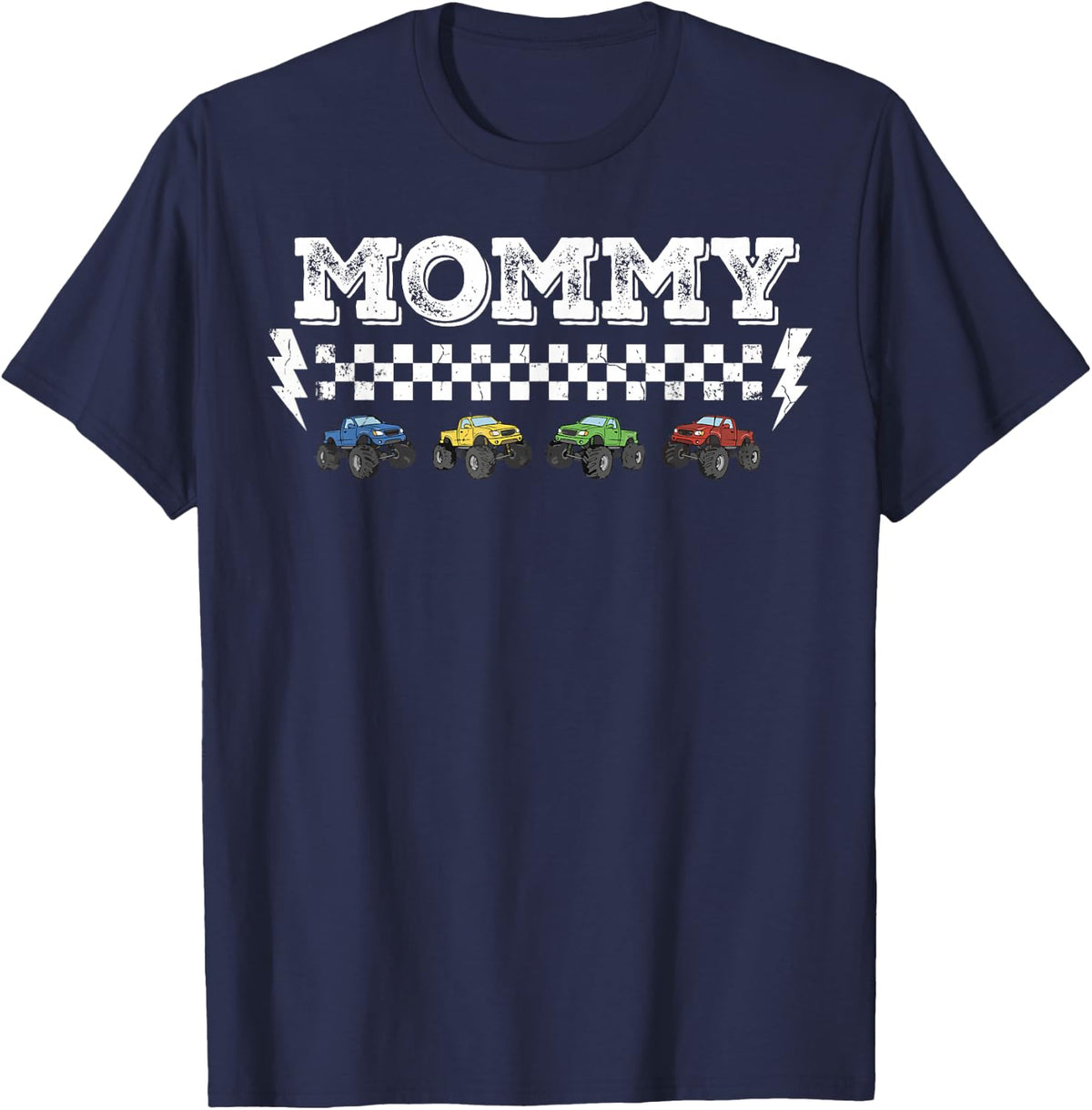 Mommy Monster Truck Matching Family Mommy Birthday Squad T-Shirt - T-Shirt | Navy