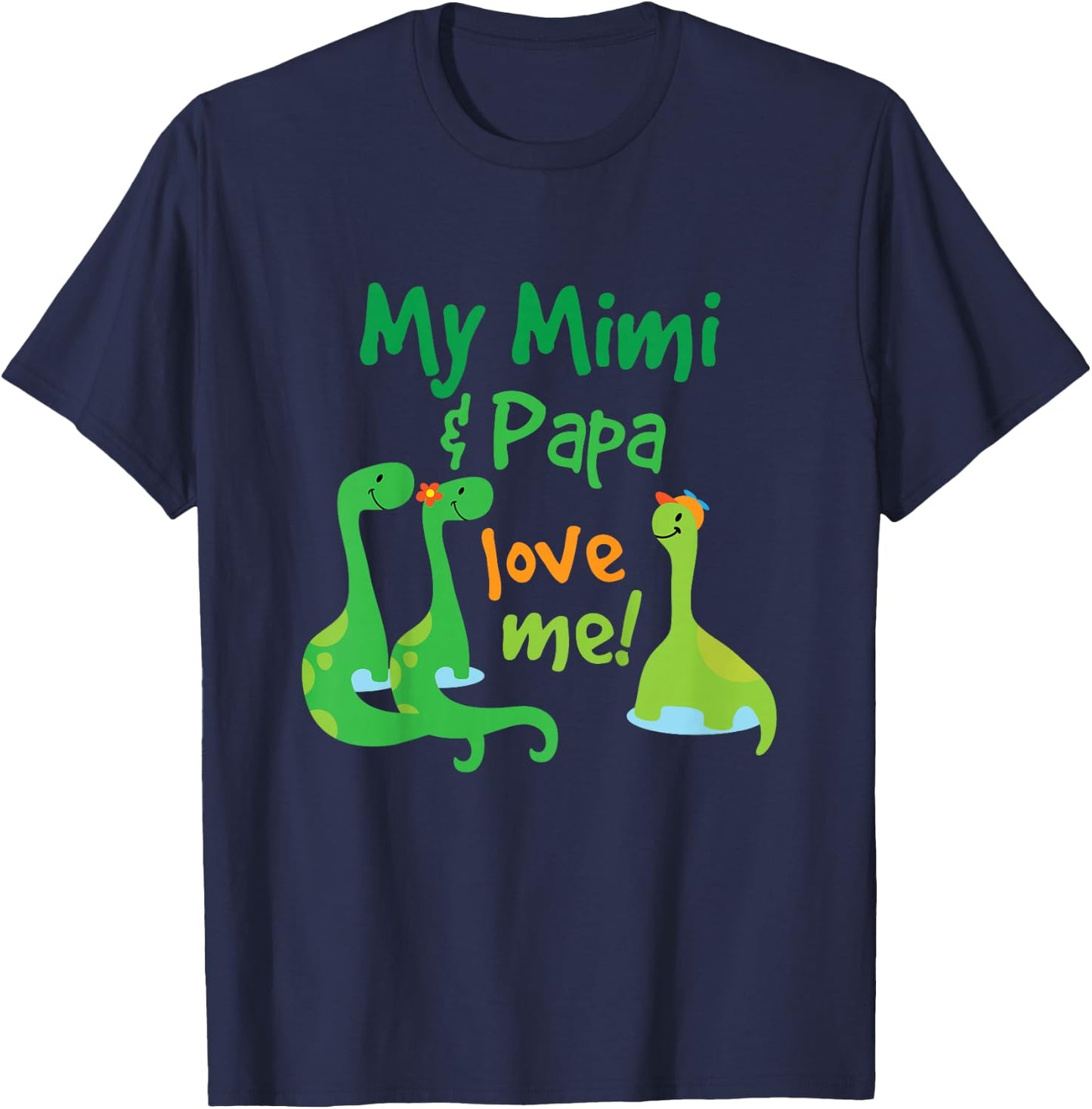 Kids My Mimi and Papa Love Me Dinosaur Grandson T-Shirt - T-Shirt | Navy