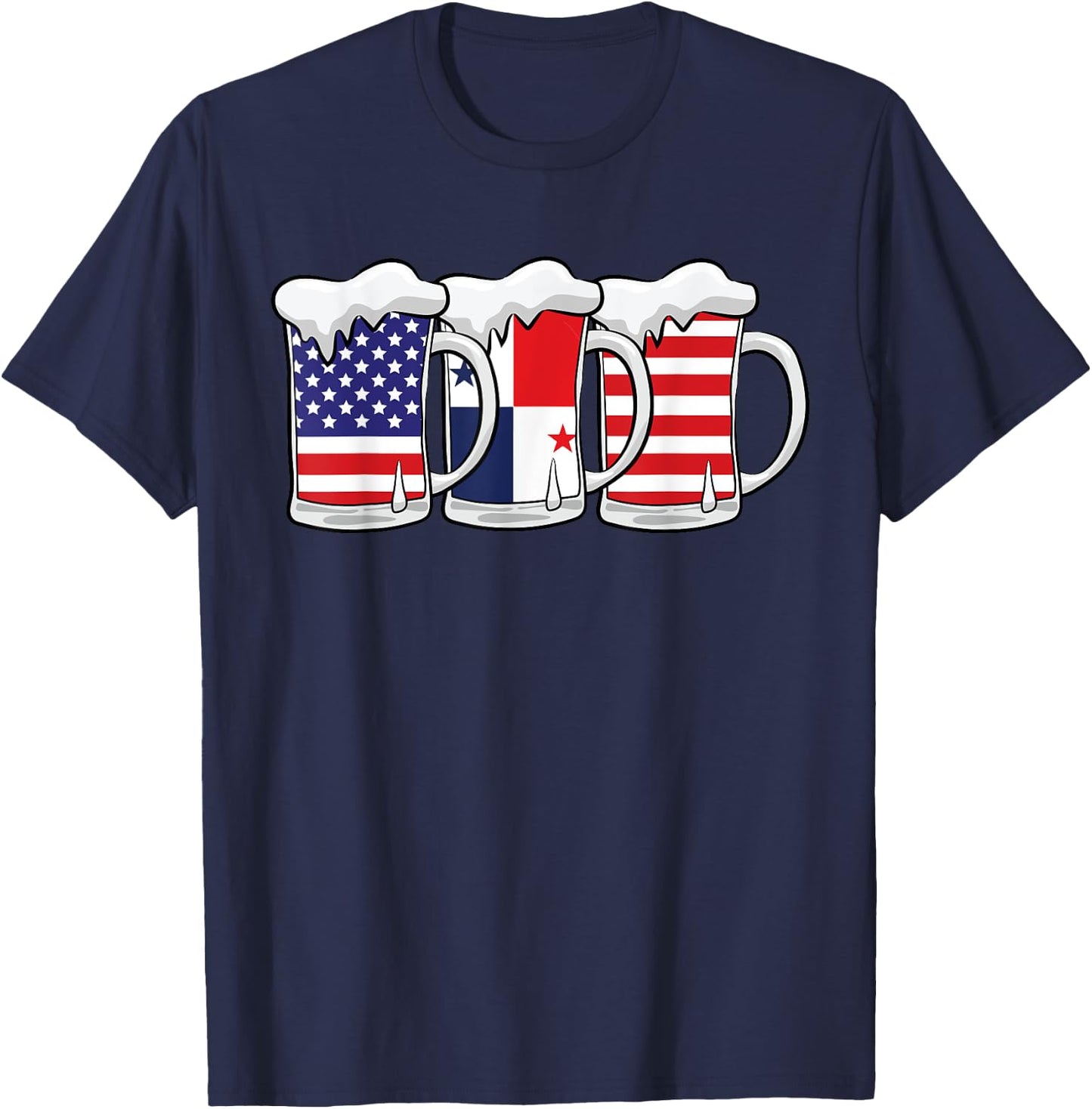 Beer USA Panama USA Panama Flag T-Shirt - T-Shirt | Navy