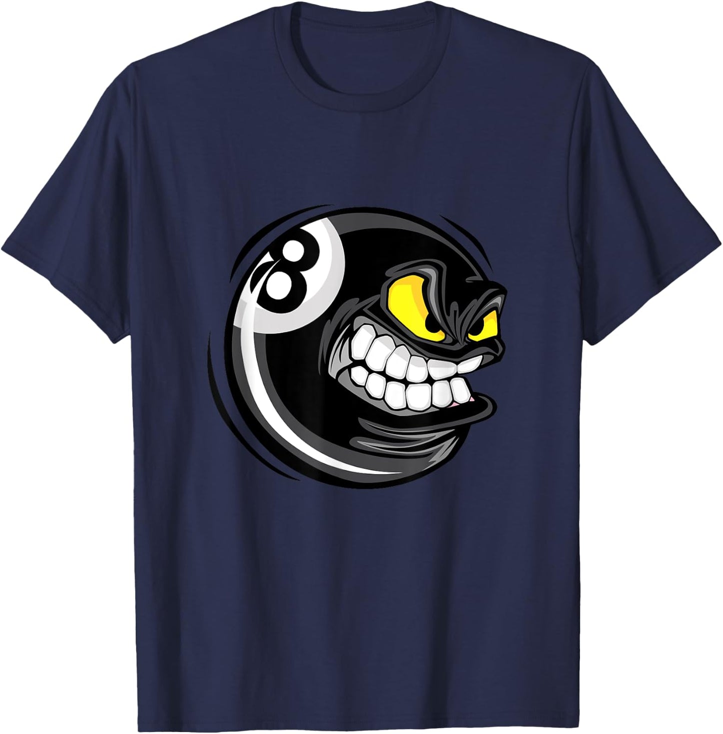 Enjoy Cool Pool Billiards Angry 8 Ball Graphic Designs T-Shirt - T-Shirt | Navy