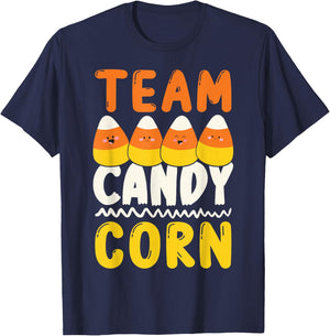 Team Candy Corn Funny Halloween Scary Lazy Costume Kids T-Shirt - T-Shirt | Navy