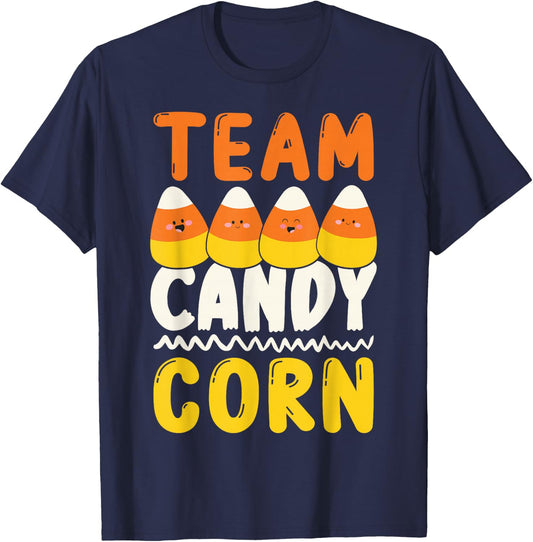 Team Candy Corn Funny Halloween Scary Lazy Costume Kids T-Shirt - T-Shirt | Navy