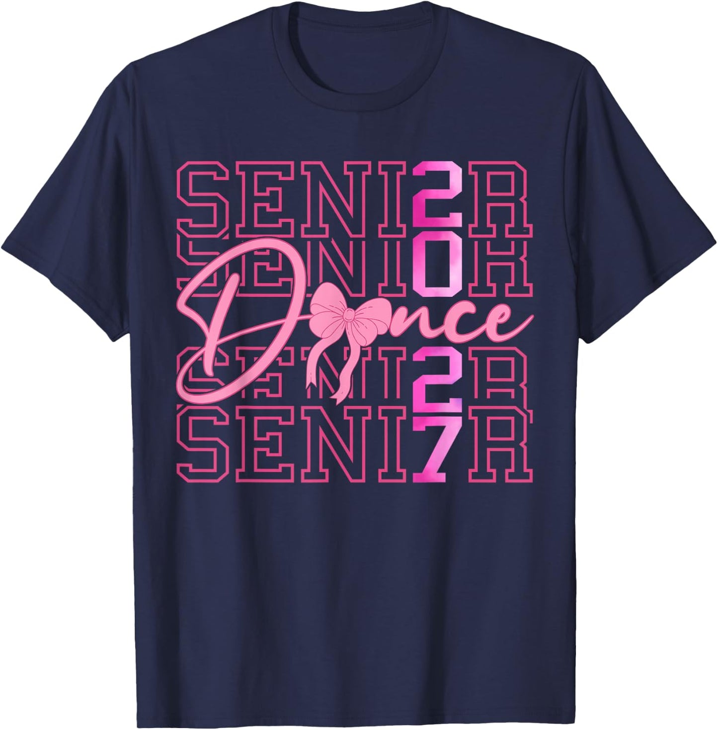Senior Dance Class of 2027 Coquette Pink Bow Graduation 2027 T-Shirt - T-Shirt | Navy