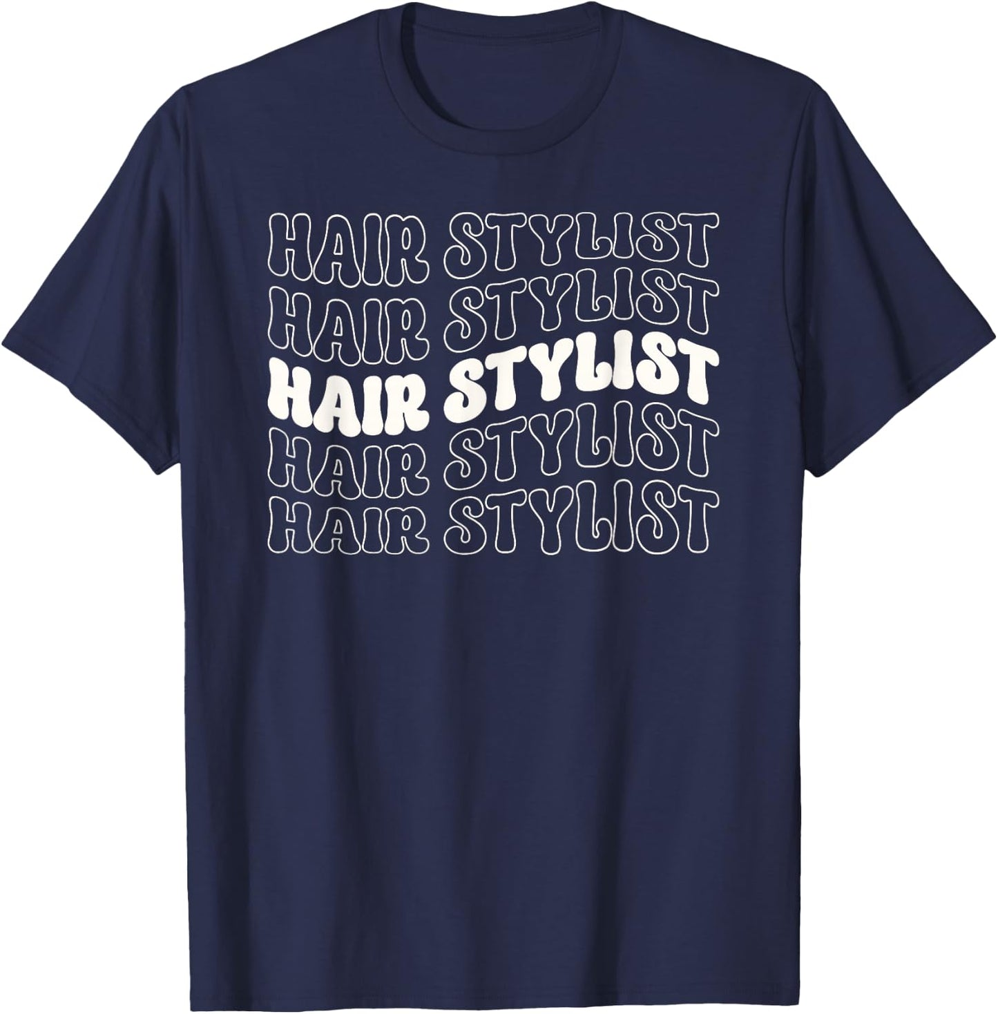 Hair Stylist Retro Groovy Hairdresser Salon Men Women Barber T-Shirt - T-Shirt | Navy