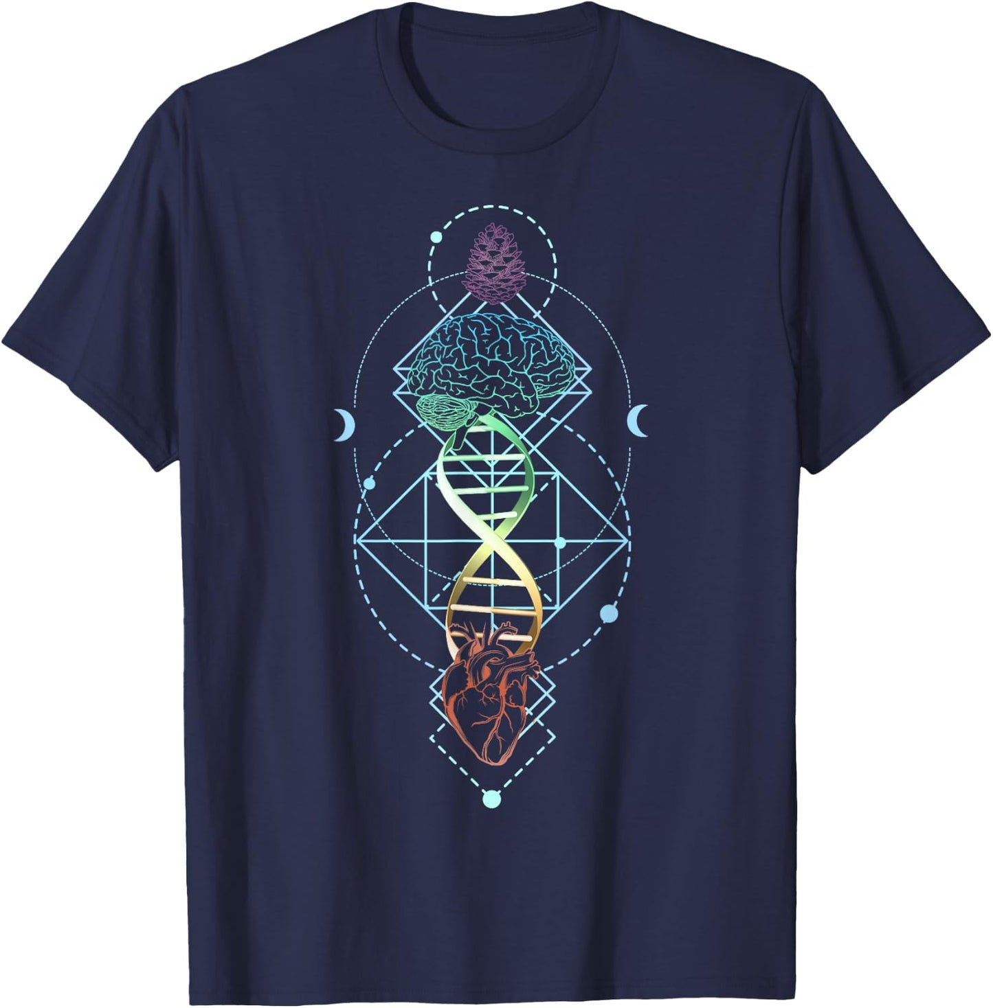 Pineal Gland Pine Cone Third Eye Mind Opening Heart T-Shirt - T-Shirt | Navy