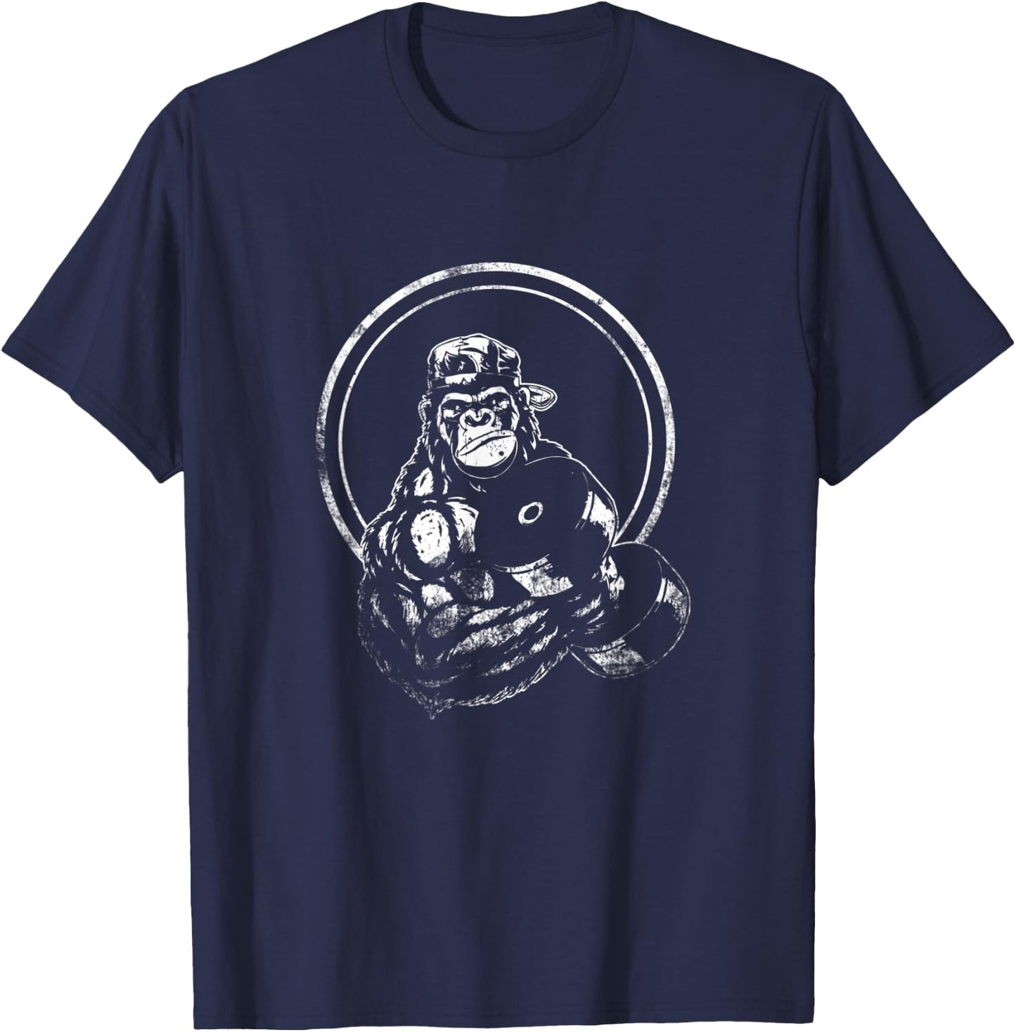 Gorilla Strength Weight Lifter Gym Body Builder Workout T-Shirt - T-Shirt | Navy