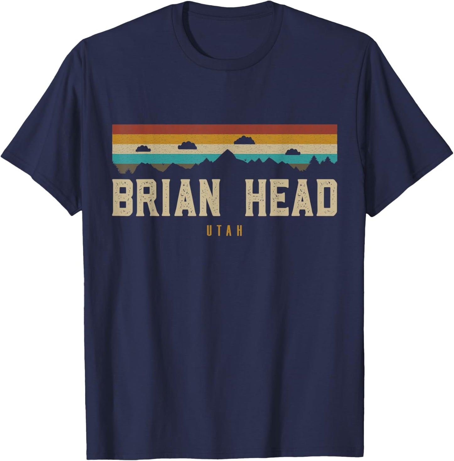 Brian Head Vintage Mountains Hiking Camping Utah Retro T-Shirt - T-Shirt | Navy