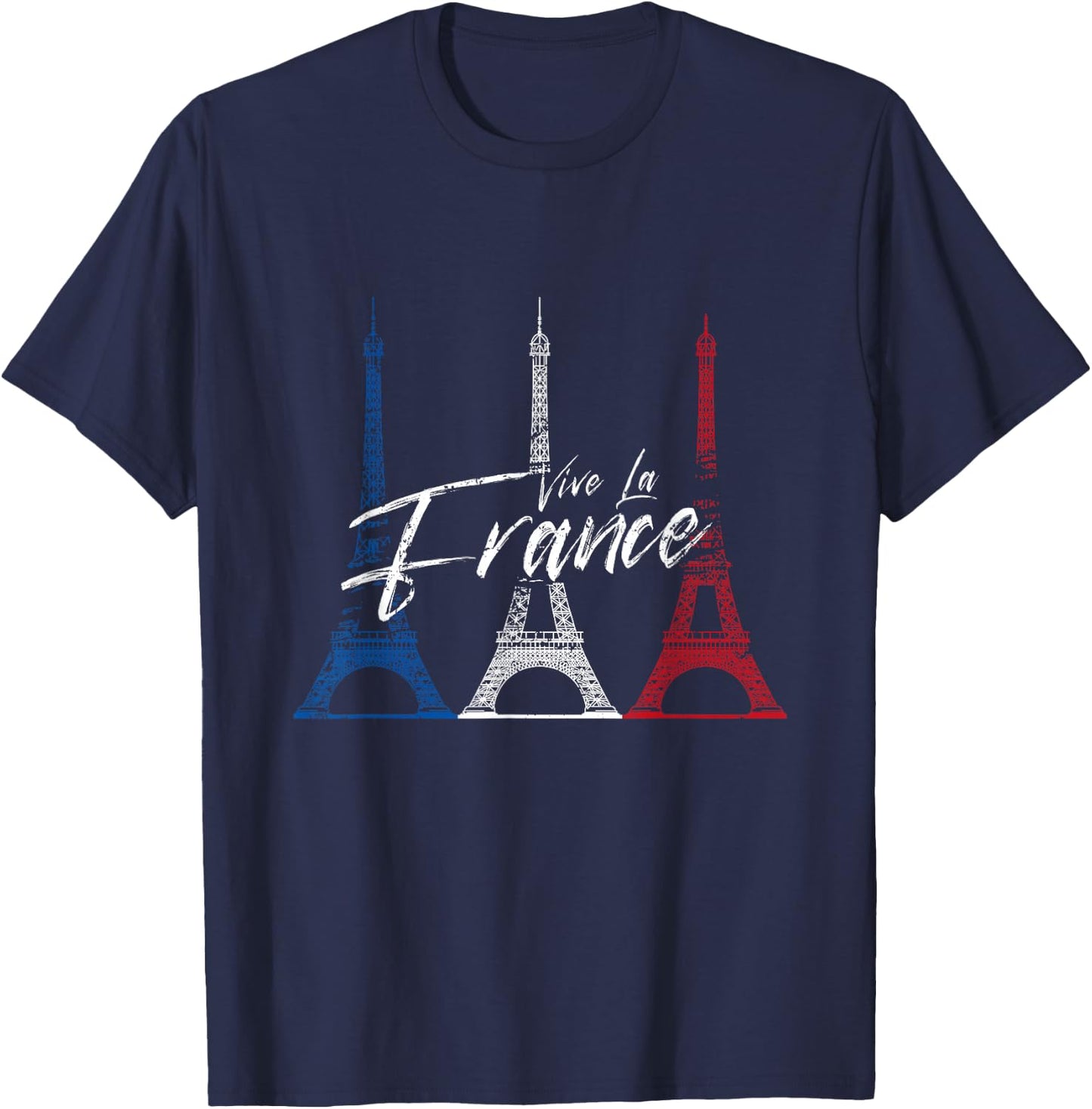 Vintage Retro Vive La France Eiffel Tower Men Women T-Shirt - T-Shirt | Navy