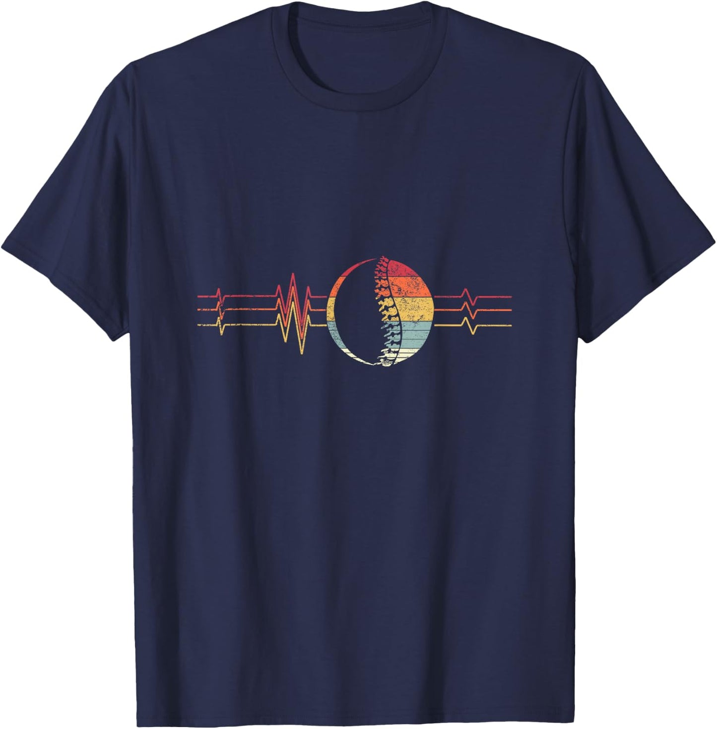 Retro Spine Crack Sound Wave Bone Therapy Chiropractor Gift T-Shirt - T-Shirt | Navy