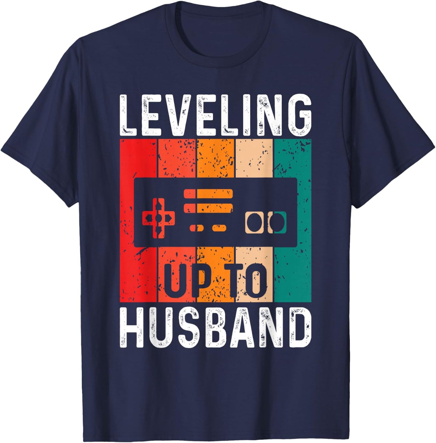 Bachelor Party Leveling Up to Husband Gaming Groom-to-be T-Shirt - T-Shirt | Navy