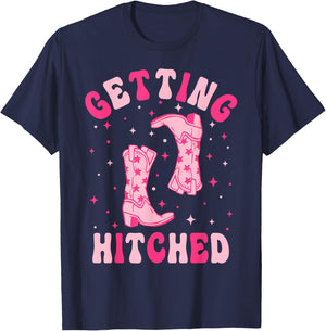 Getting Hitched Getting Rowdy Western Bachelorette Party T-Shirt - T-Shirt | Navy