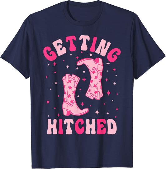 Getting Hitched Getting Rowdy Western Bachelorette Party T-Shirt - T-Shirt | Navy