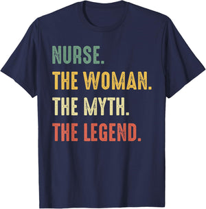 Nurse The Women The Myth The Legend Work Hospital Nursing T-Shirt - T-Shirt | Navy