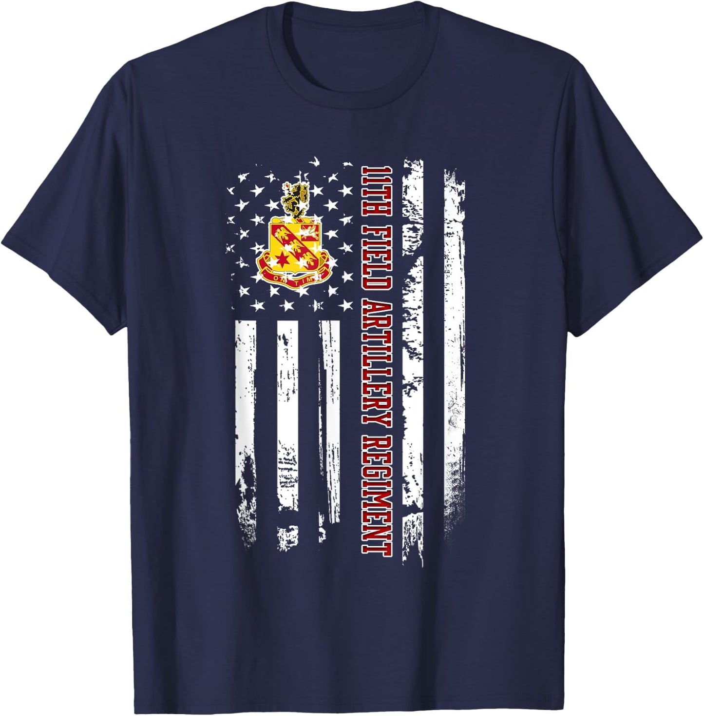 11th Field Artillery Regiment Veteran USA Flag Veterans Xmas T-Shirt - T-Shirt | Navy