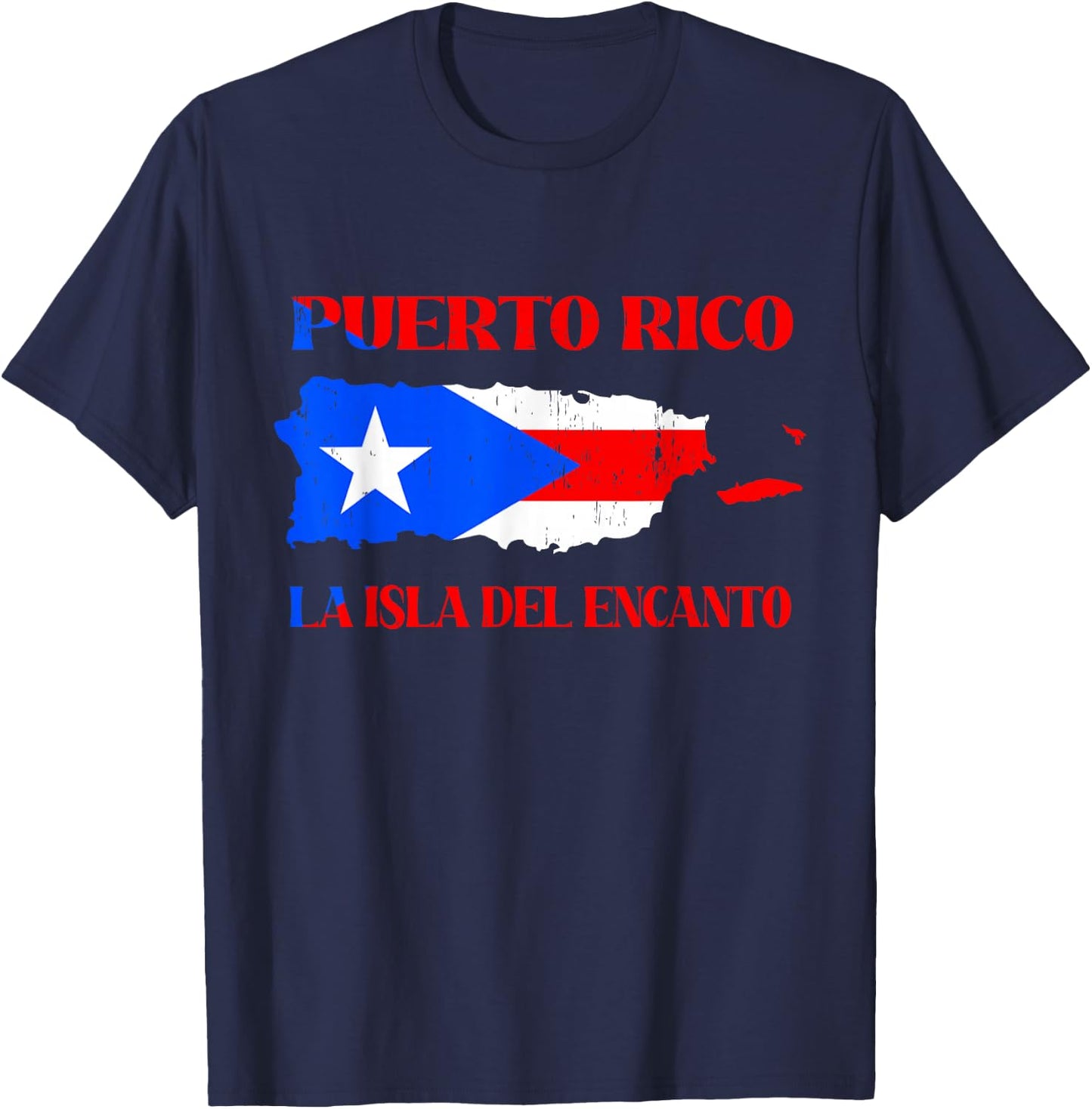 Puerto Rico La Isla Del Encanto Flag Vintage T-Shirt - T-Shirt | Navy