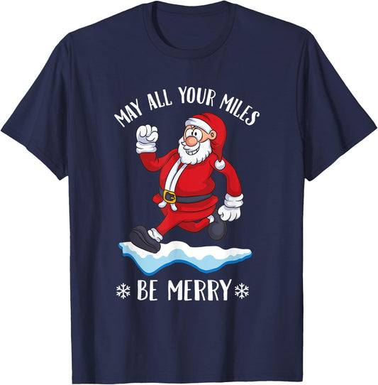 Runner saying Christmas running jogging Santa Claus jogger T-Shirt - T-Shirt | Navy
